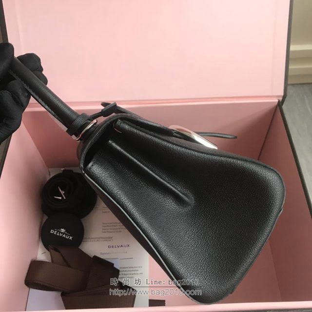 DELVAUX女包 2019春夏最新色 專櫃原廠皮 德爾沃女手提包 DV0020黑銀 小號 Delvaux單肩斜挎包  fcs1169